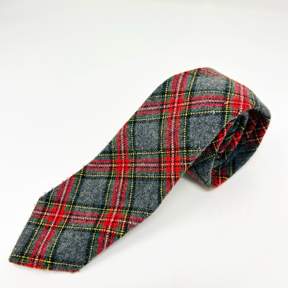 Johnathan Reid Classic Red and Gray Plaid Men's Tie wool